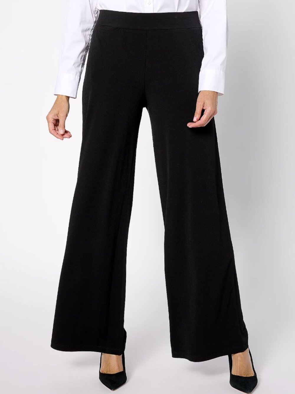 Susan Graver Modern Essential Petite Liquid Knit Wide-Leg Pants  16568